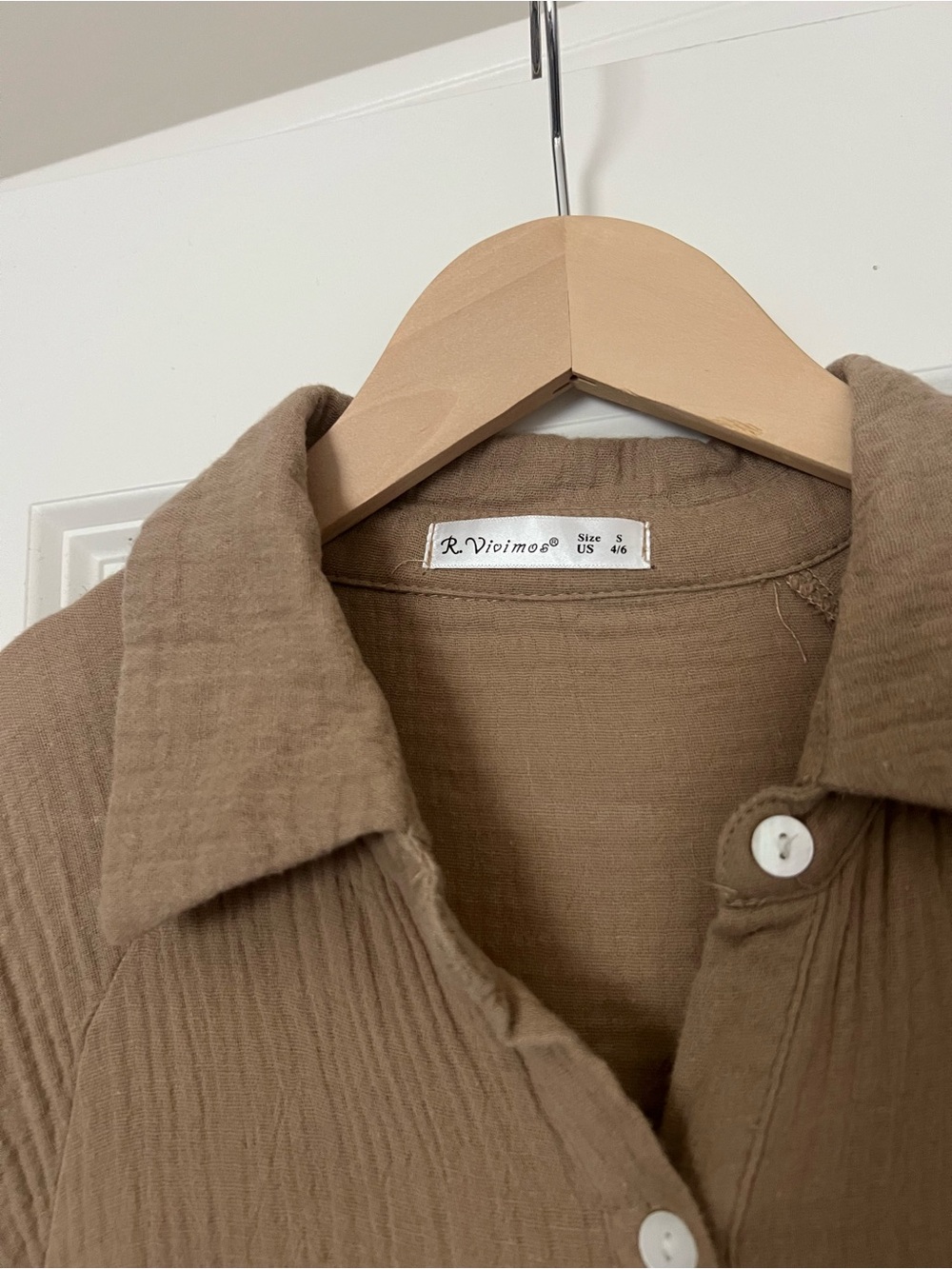 Lightweight Button-Front Maxi Dress in Olive and Taupe - Picture 3 of 5